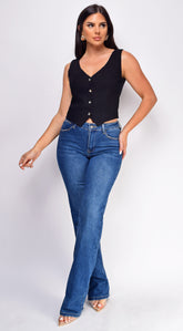 Belva Blue Dark Wash Straight Leg Denim Jeans